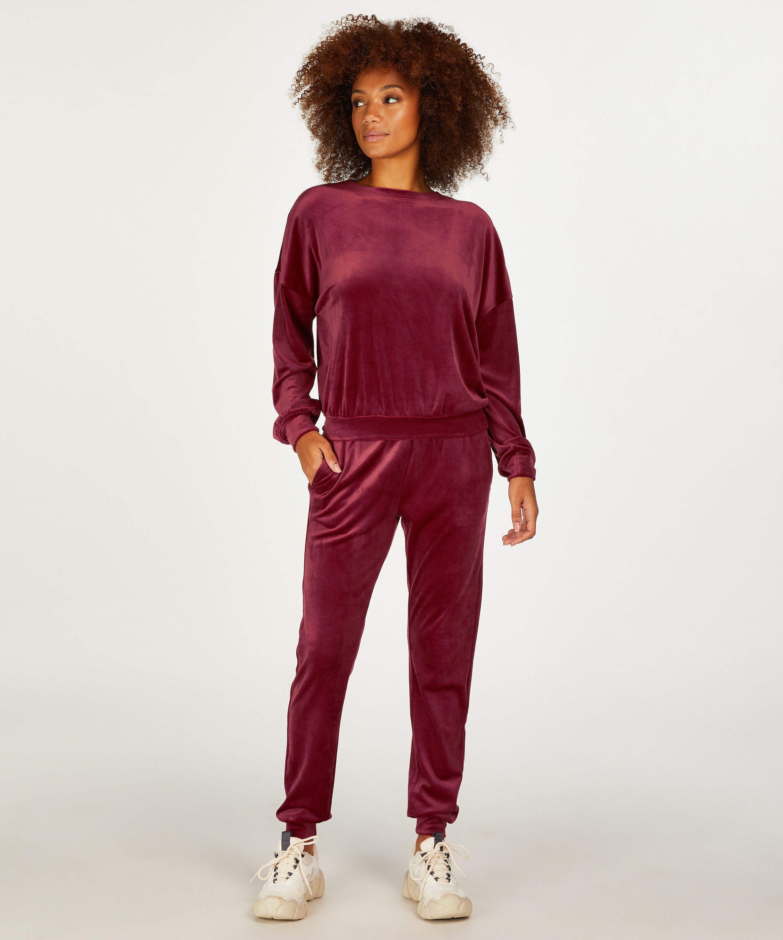 Velour Jogging Bottoms, Purple