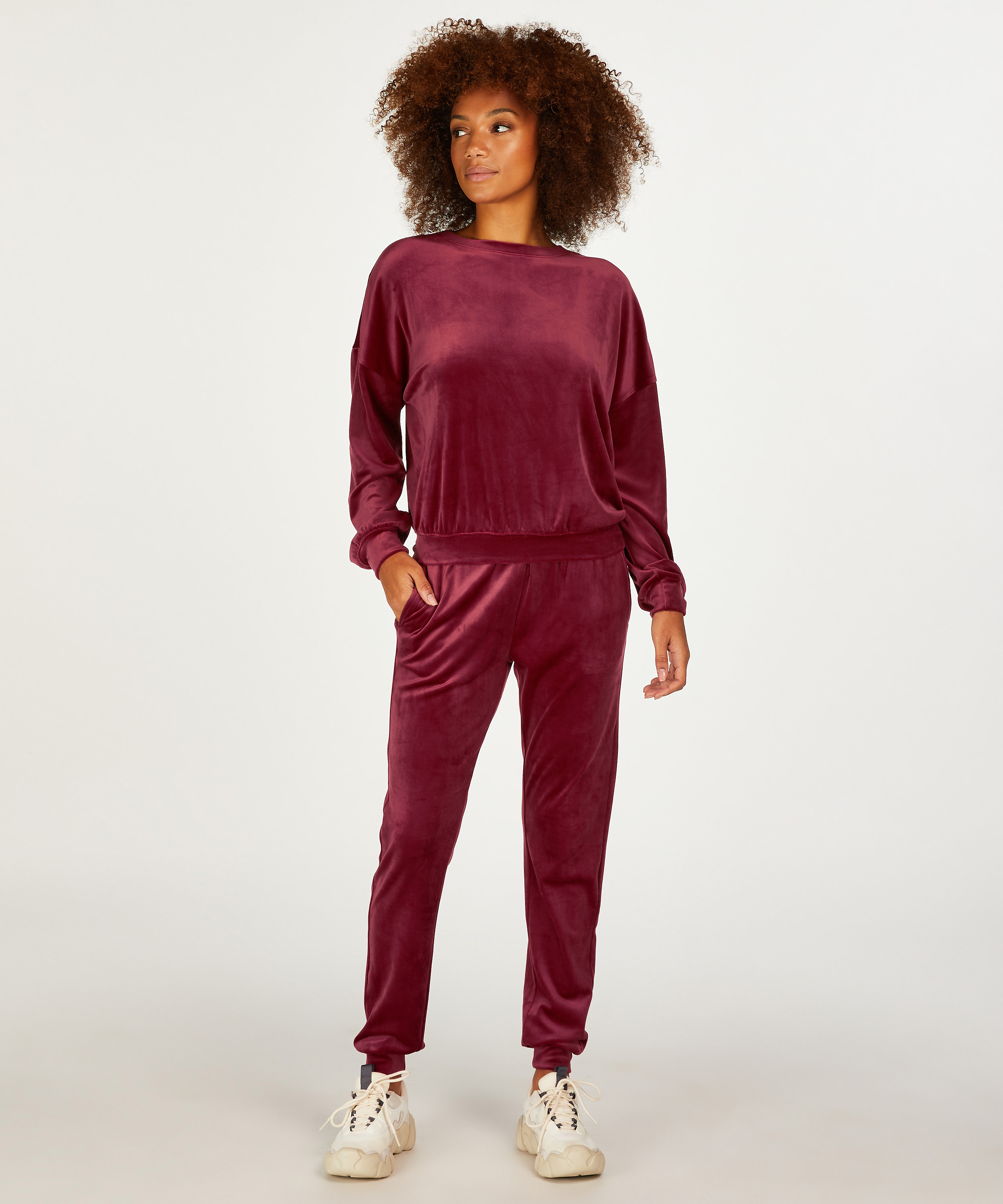 Velour Jogging Bottoms, Purple, main