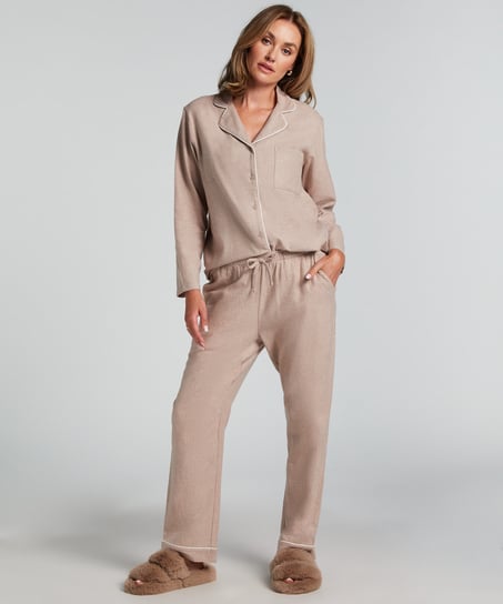 Flannel Pyjama Pants, Beige