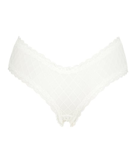 V-shaped Brazilian knickers mesh, White