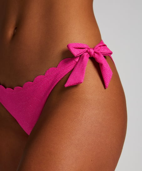 Scallop Lurex Bikini Bottoms, Pink