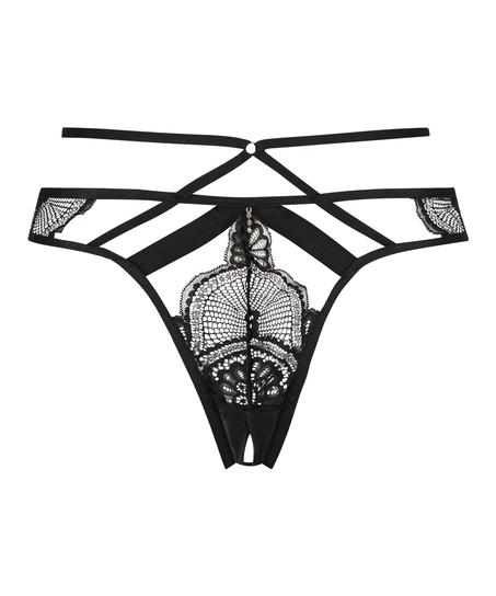 Lyra Open Crotch Brazilian, Black