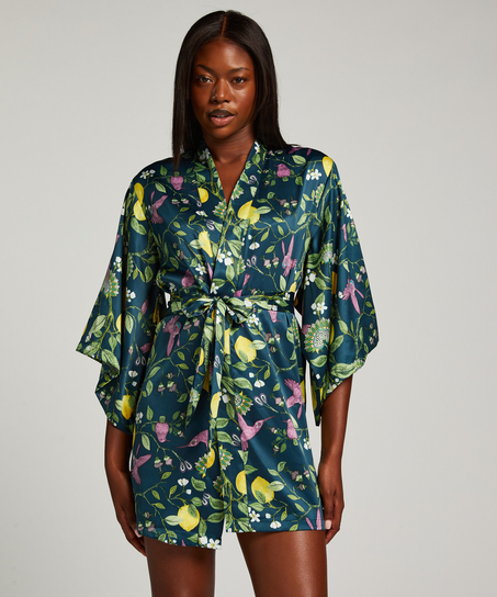 Satin Kimono, Blue