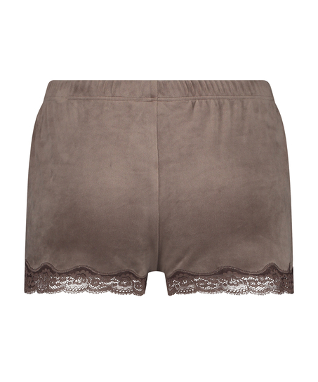 Velvet lace shorts, Brown