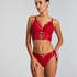 Charlotta Padded Underwired Longline Push-Up Bra, Red