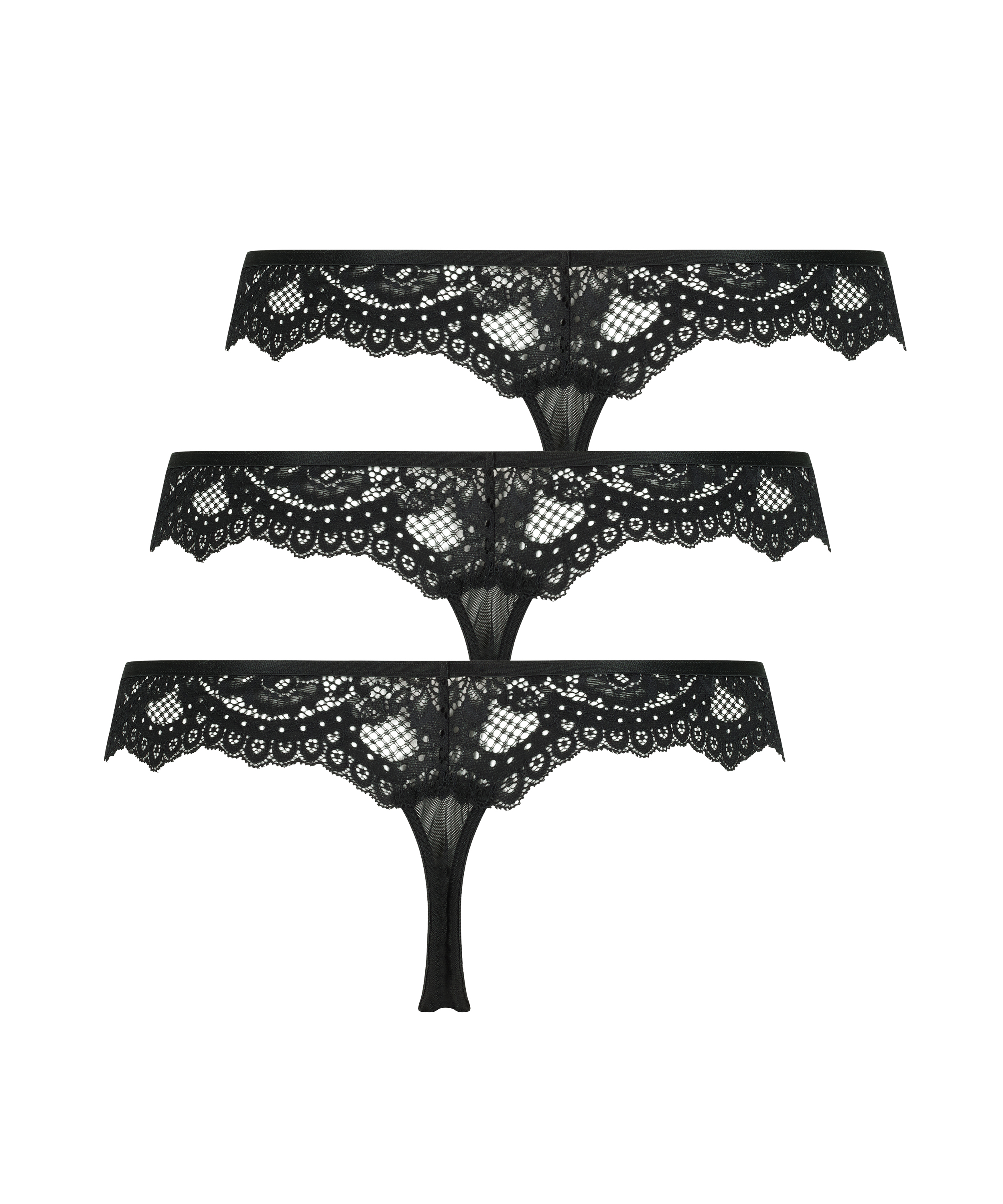 3-Pack Rosangel string r, Black, main