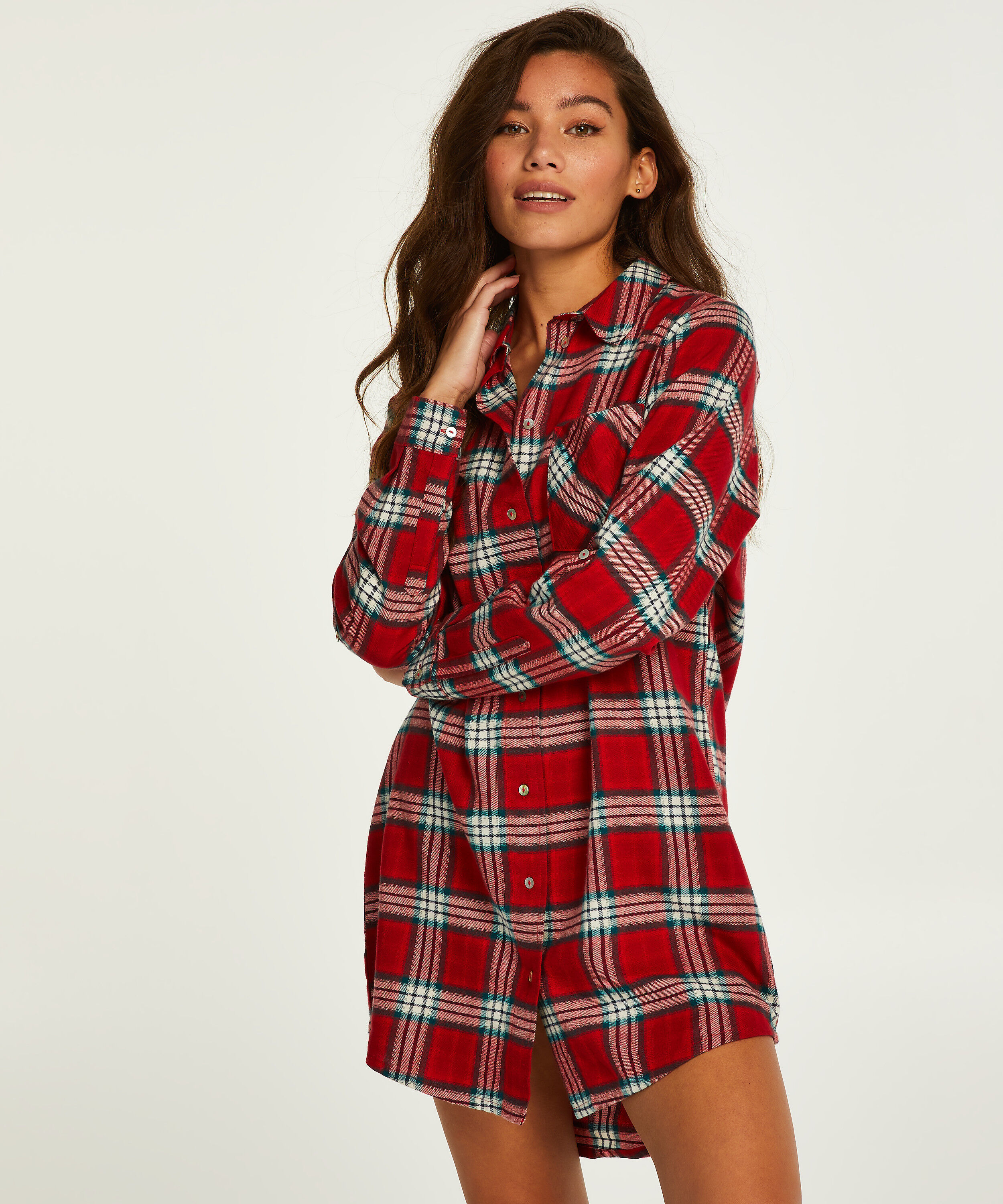 Boyfriend Check Nightshirt, Red
