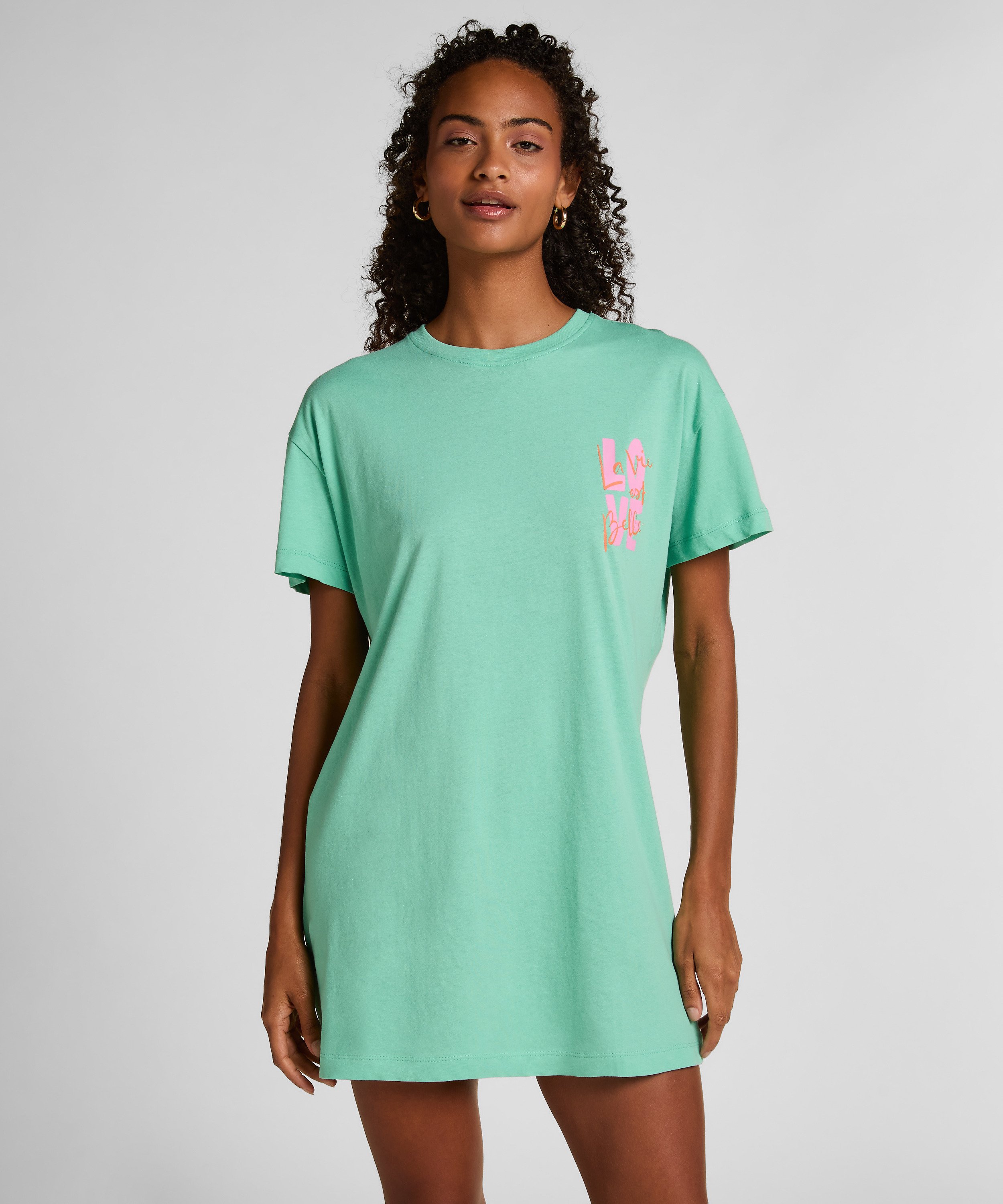 Round Neck Nightshirt, Green, main