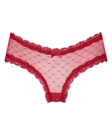 V-shaped Brazilian knickers mesh, Red