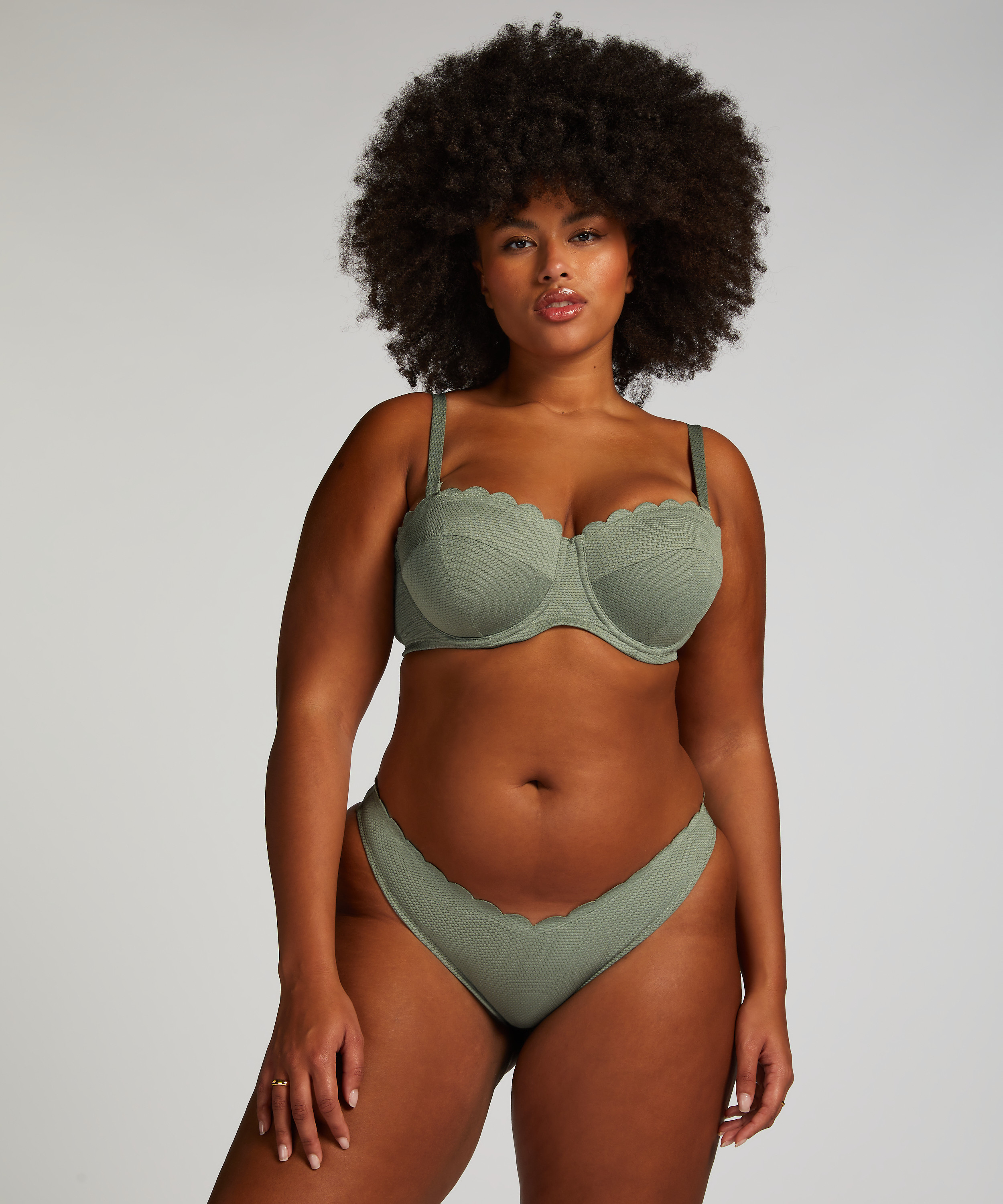 Scallop push-up underwired bikini top Cup A - E, Green, main