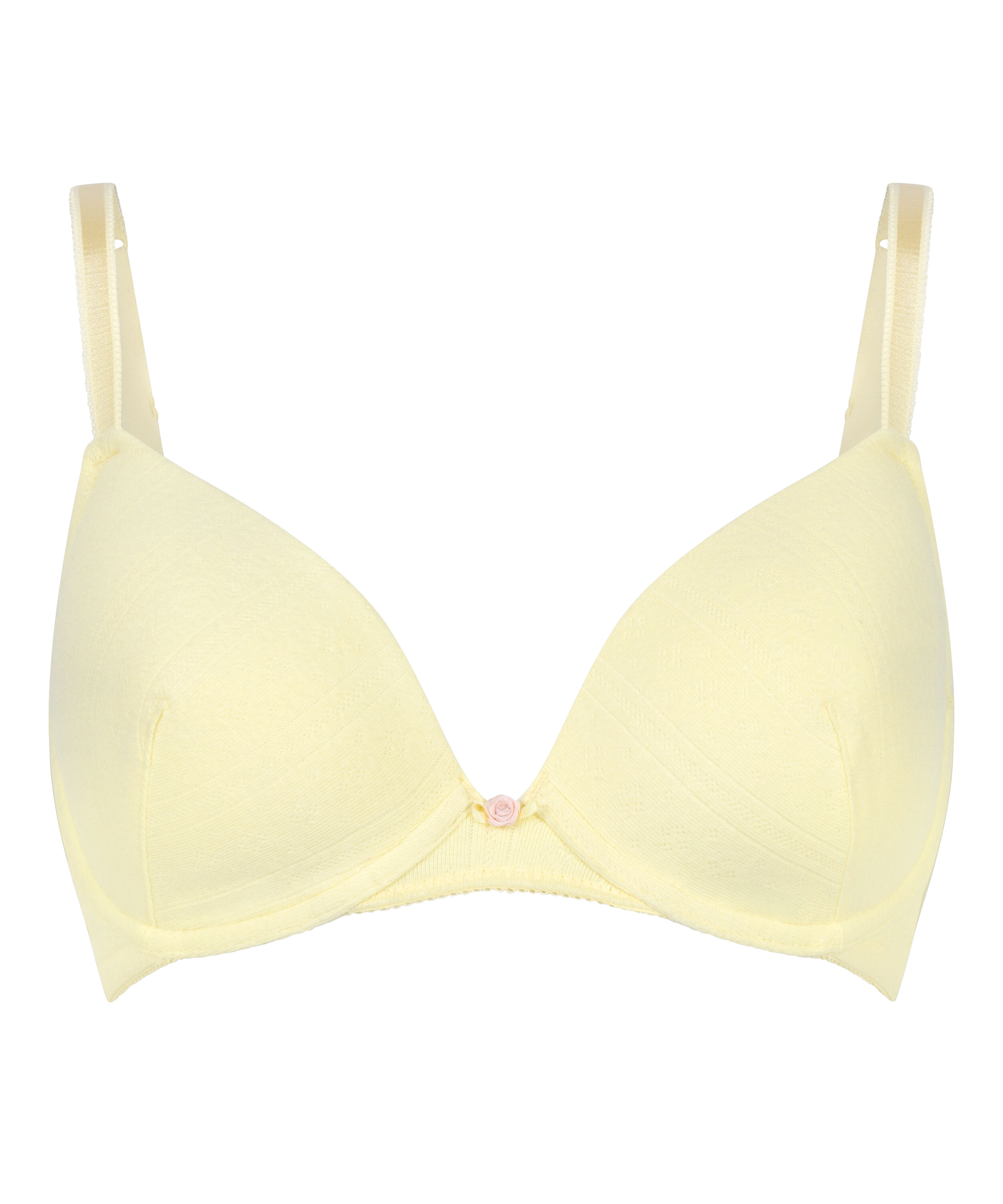 Pointelle Padded Underwired Bra, Yellow