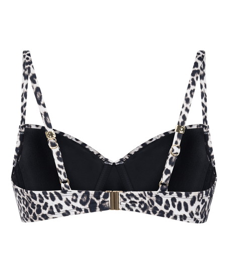 Padded Underwired Bikini Top Leopard, Black