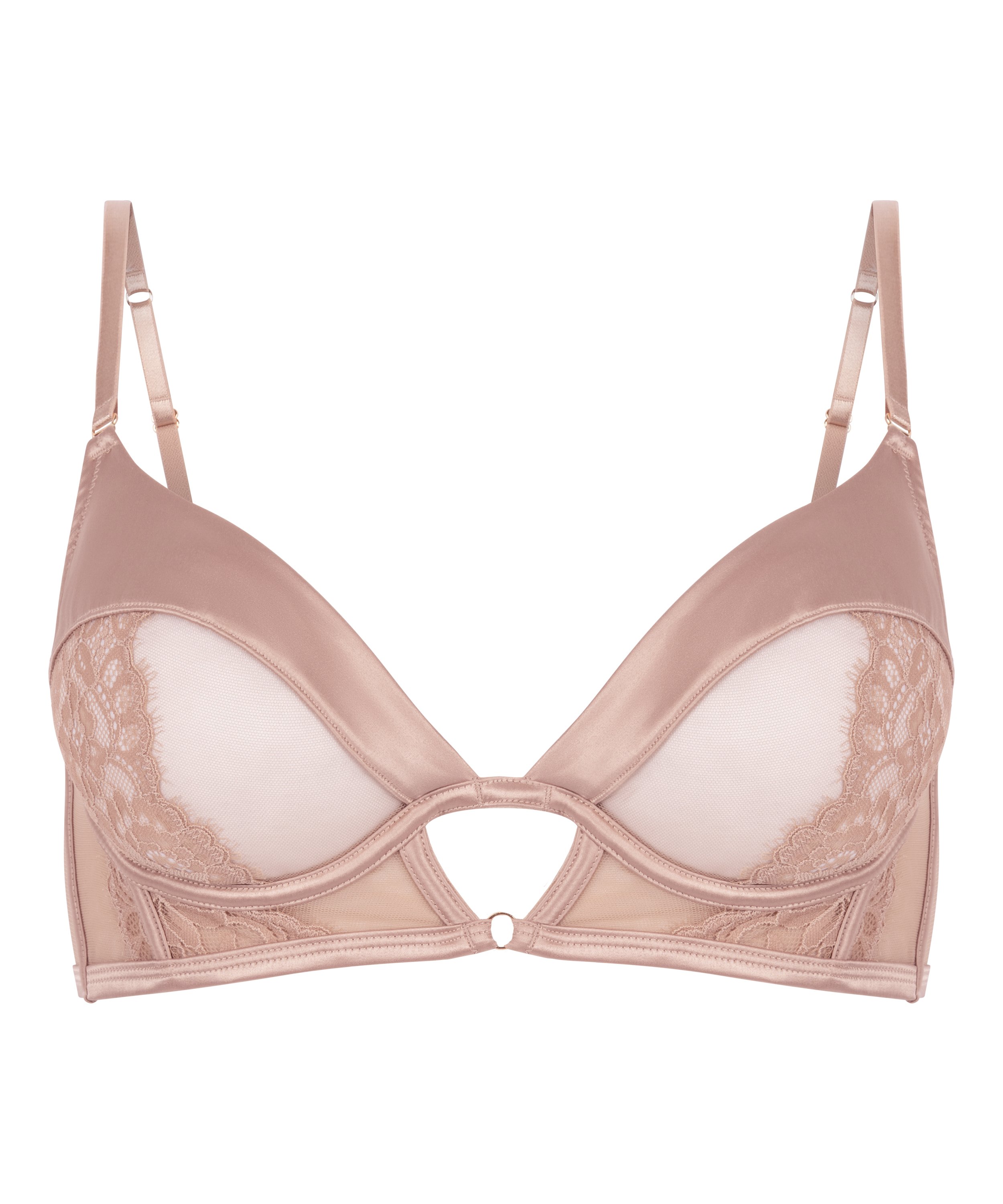 Nisha Non-Padded Underwired Longline Bra, Beige, main