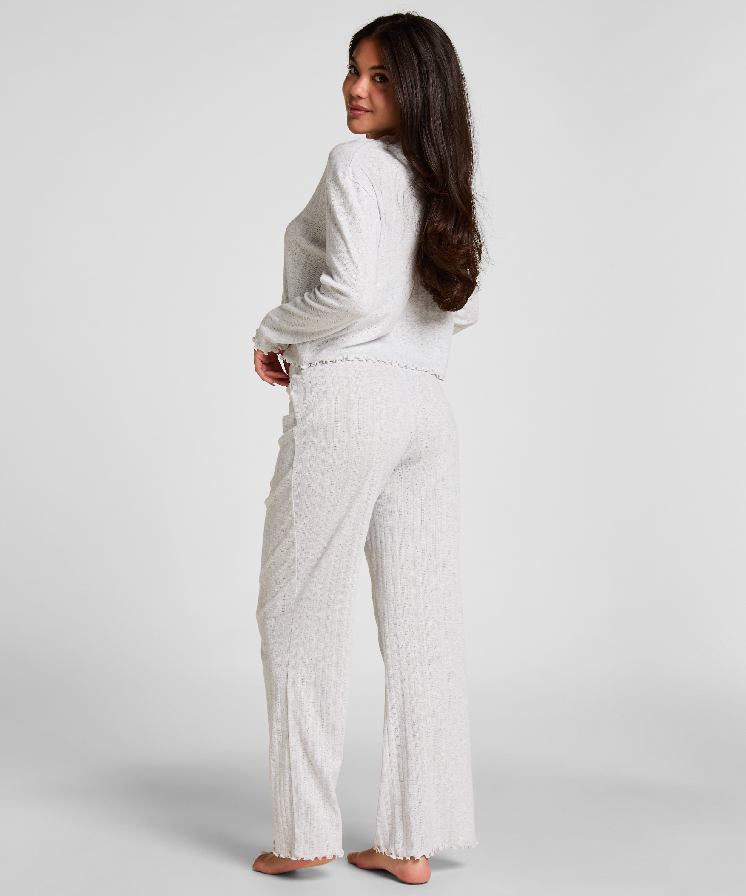 Pyjama Top Pointelle, Beige, main