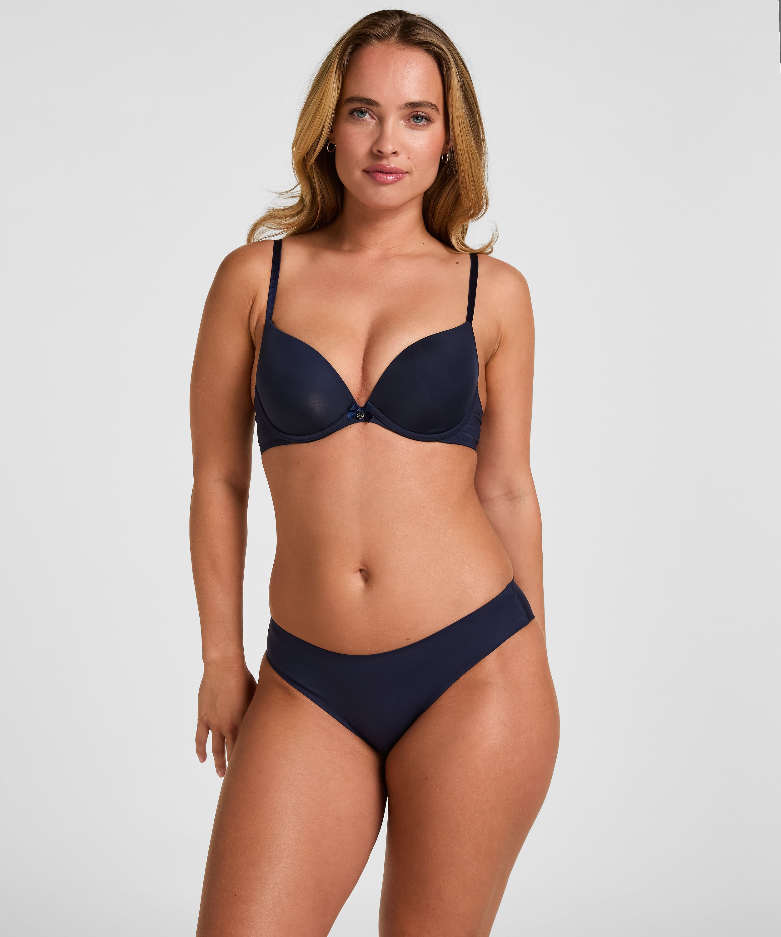 Plunge Padded Underwired Bra, Blue, main