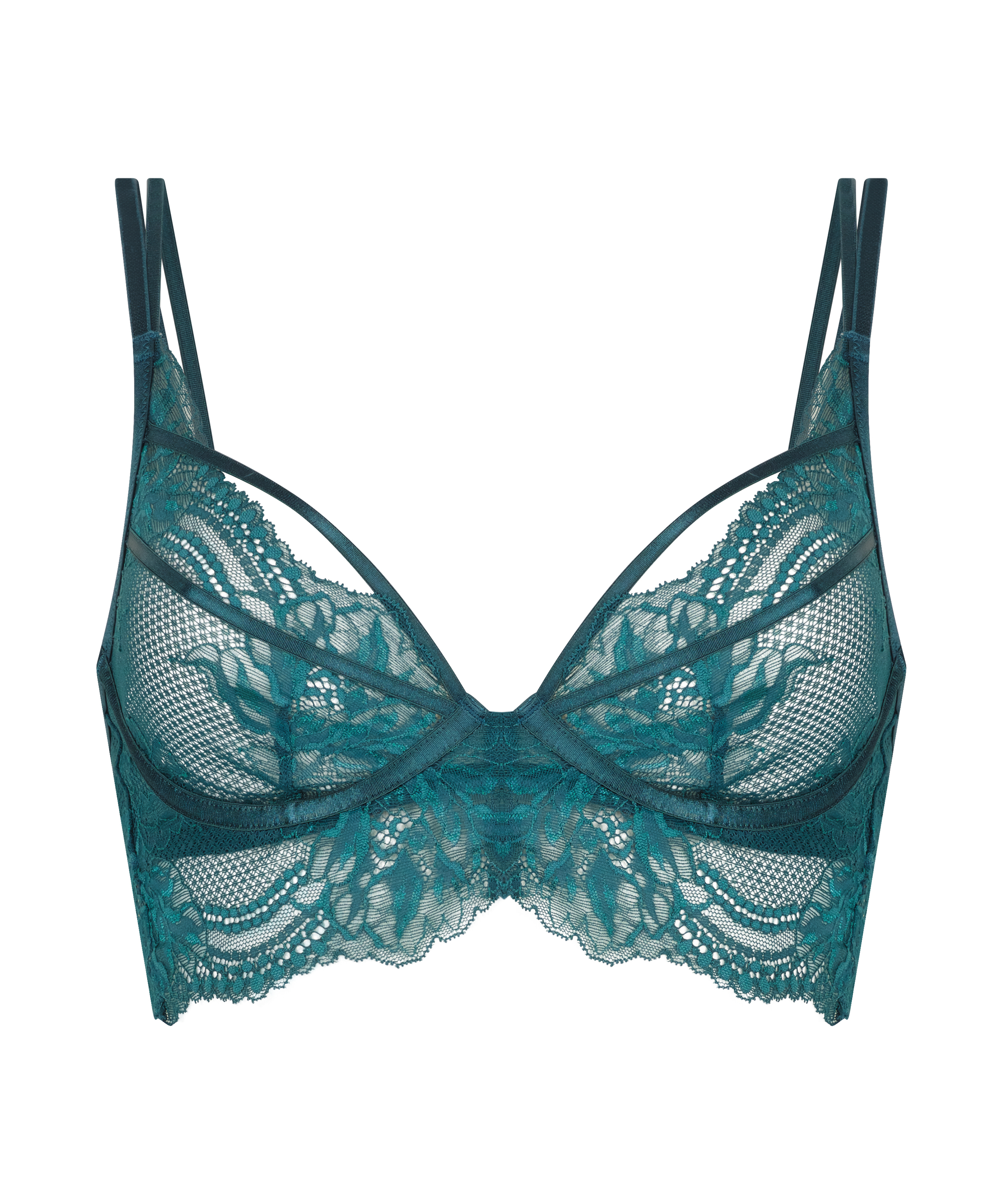 Raquel Non-Padded Longline Underwired Bra, Blue, main