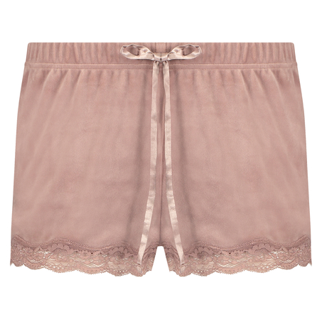 Velvet lace shorts, Pink