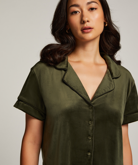 Short Sleeve Velour Jacket, Green