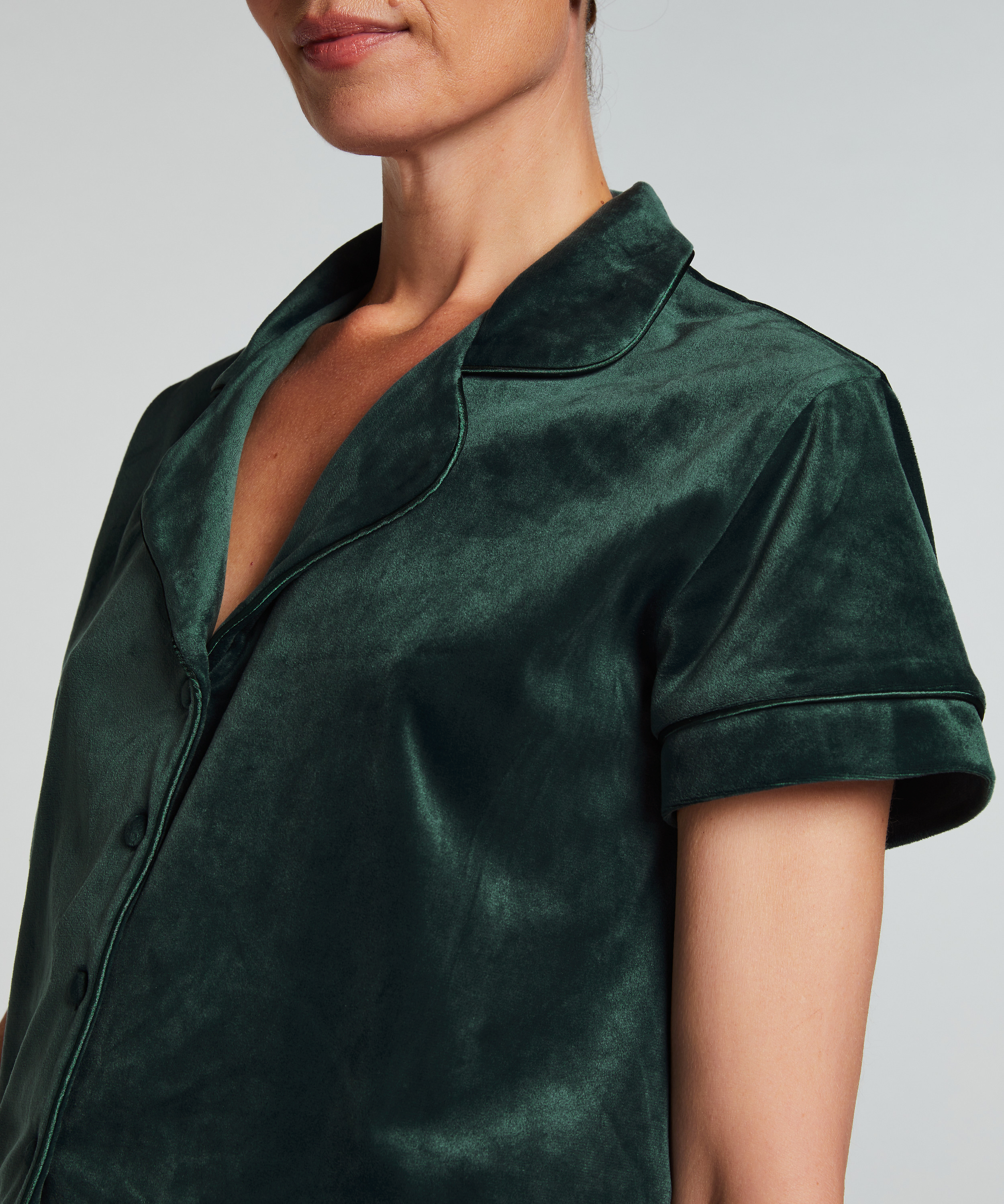 Short Sleeve Velour Jacket, Green, main