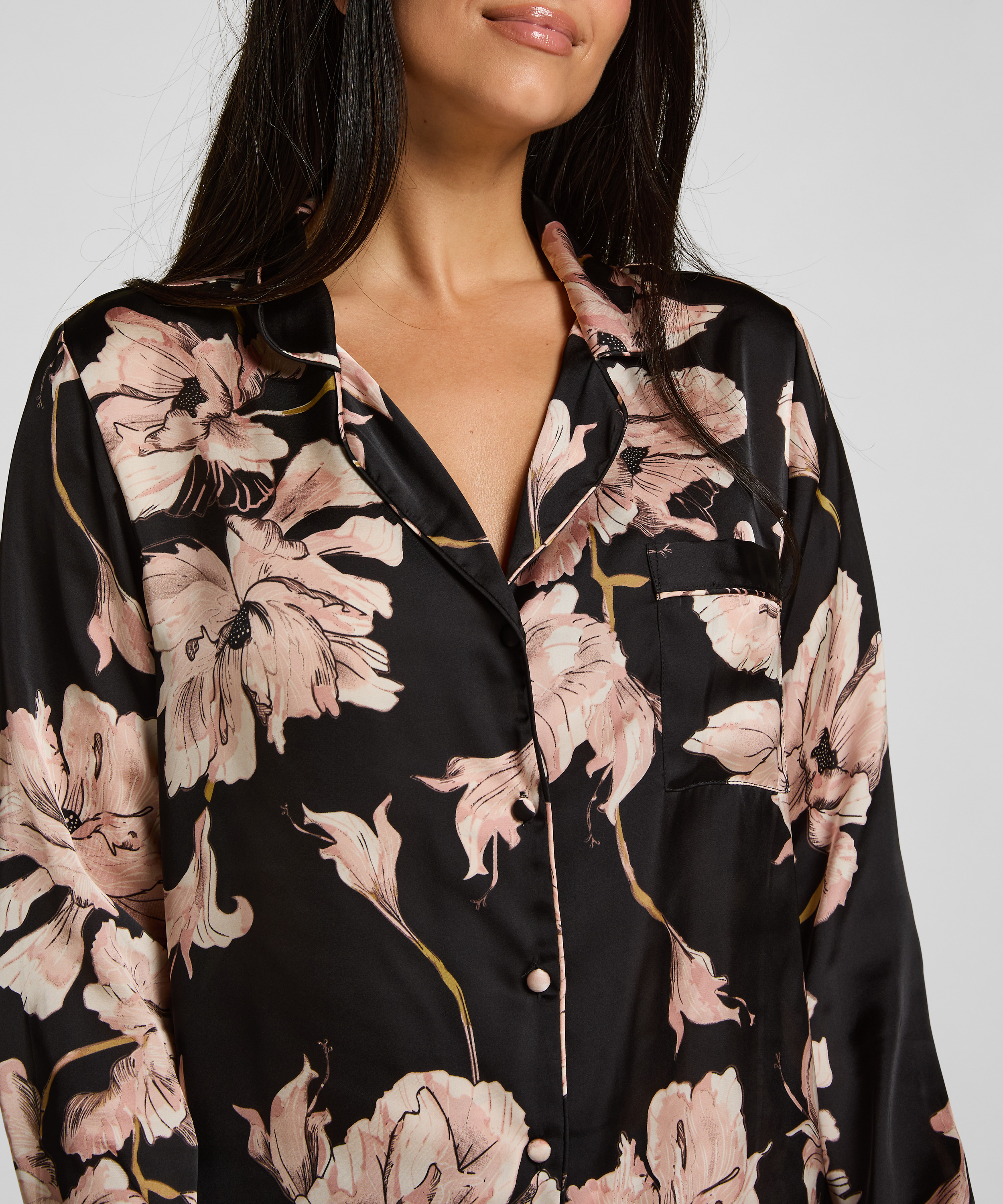 Satin Jacket Flower, Black, main