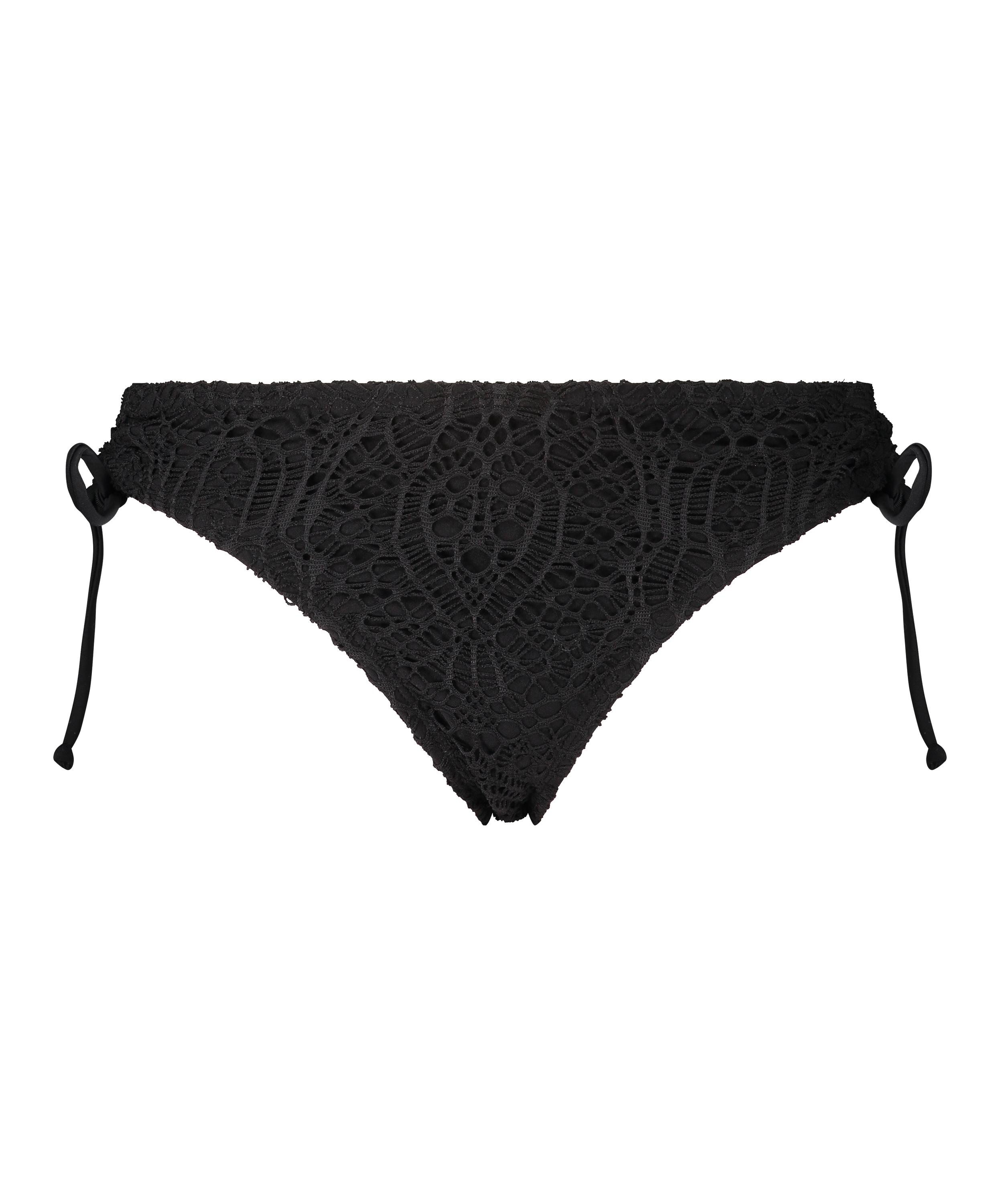 Crochet rio bikini bottoms, Black, main