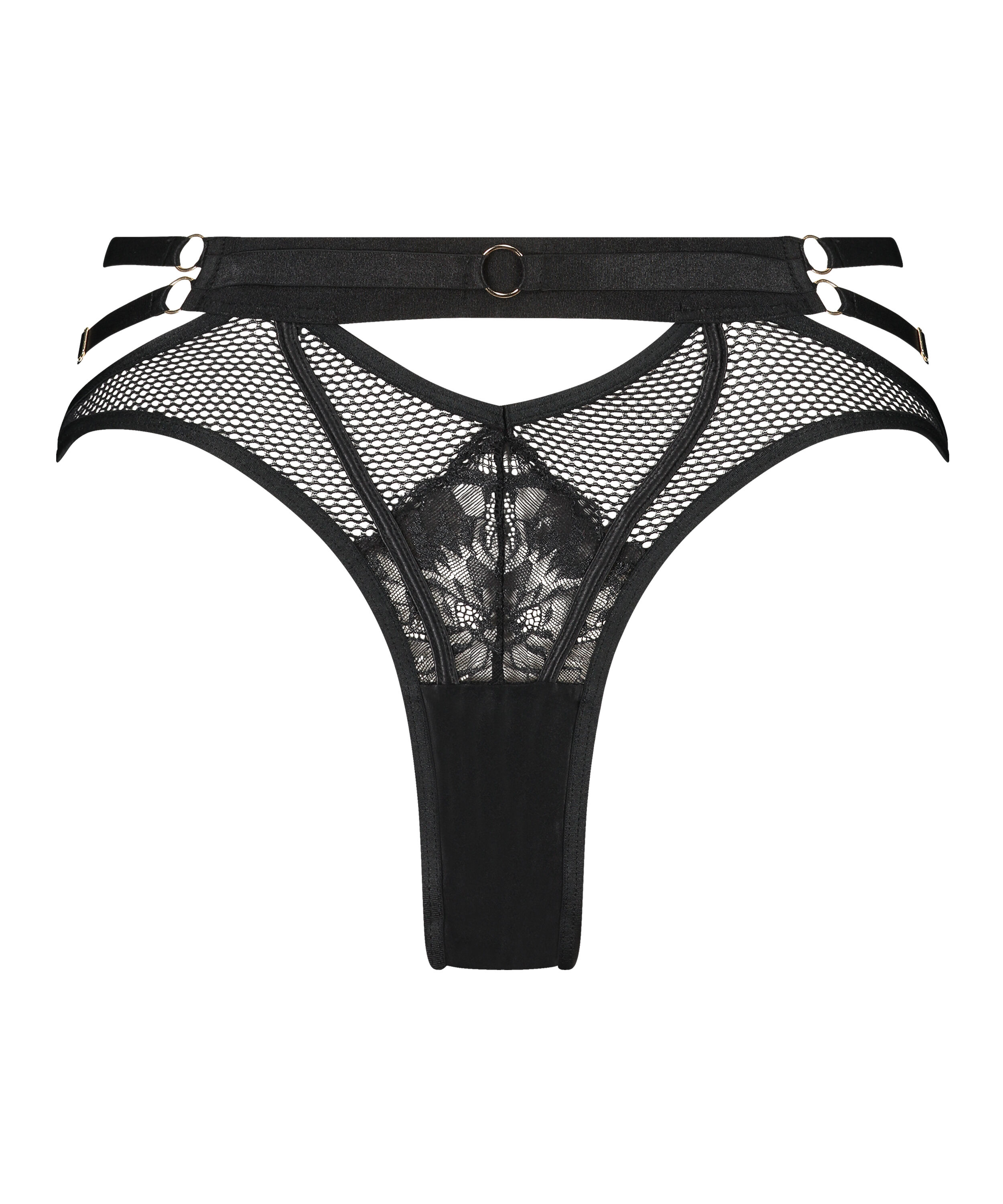 Pleasure Open-Crotch Brazilian Knickers, Black