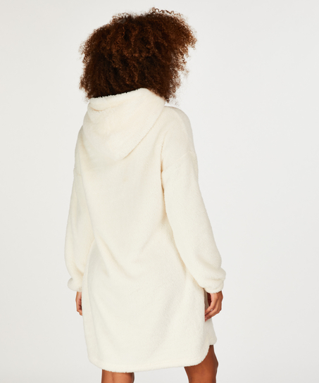 Snuggle Fleece Lounge Dress, White