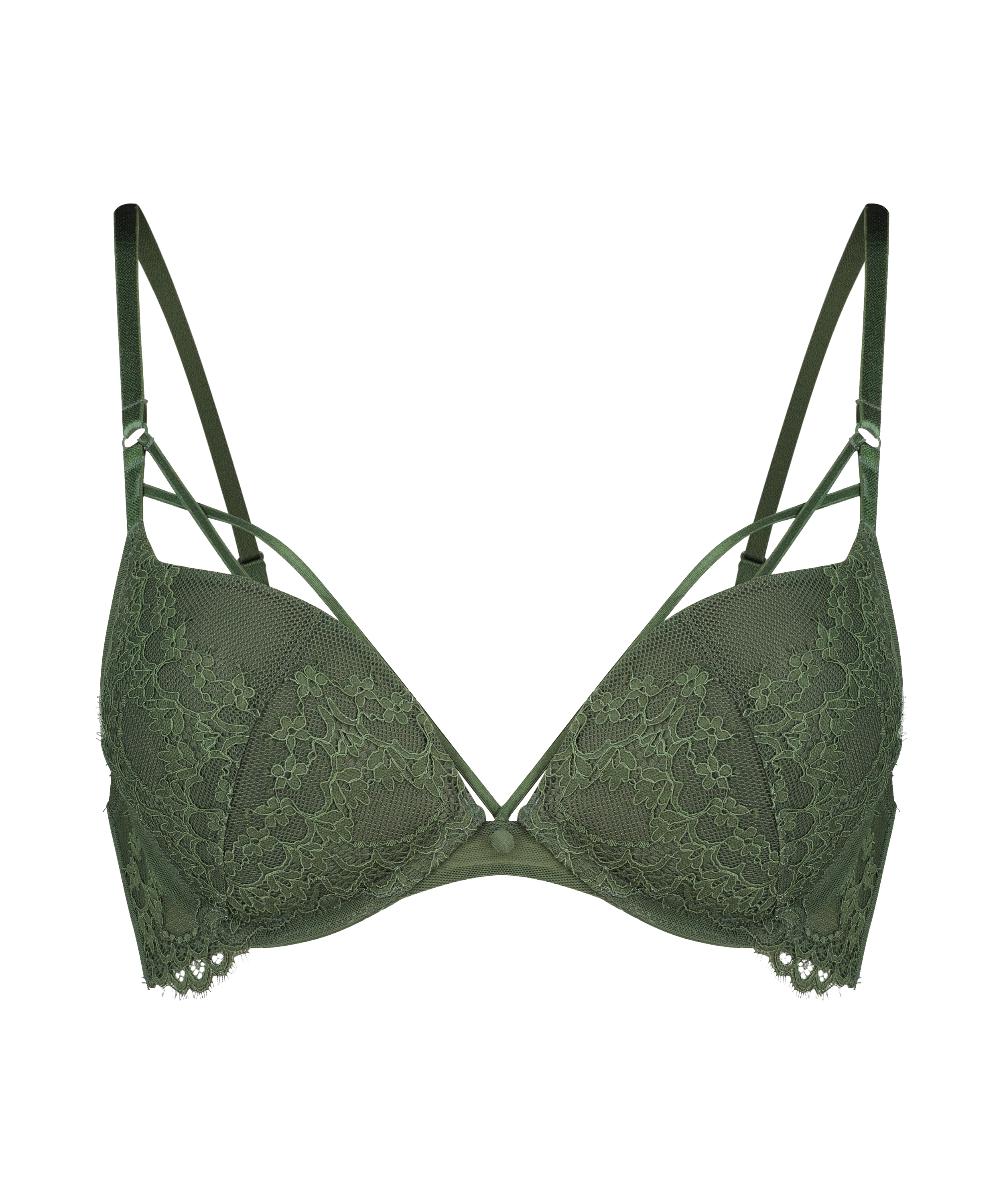 Daisy Padded Underwired Maximizer Bra, Green, main