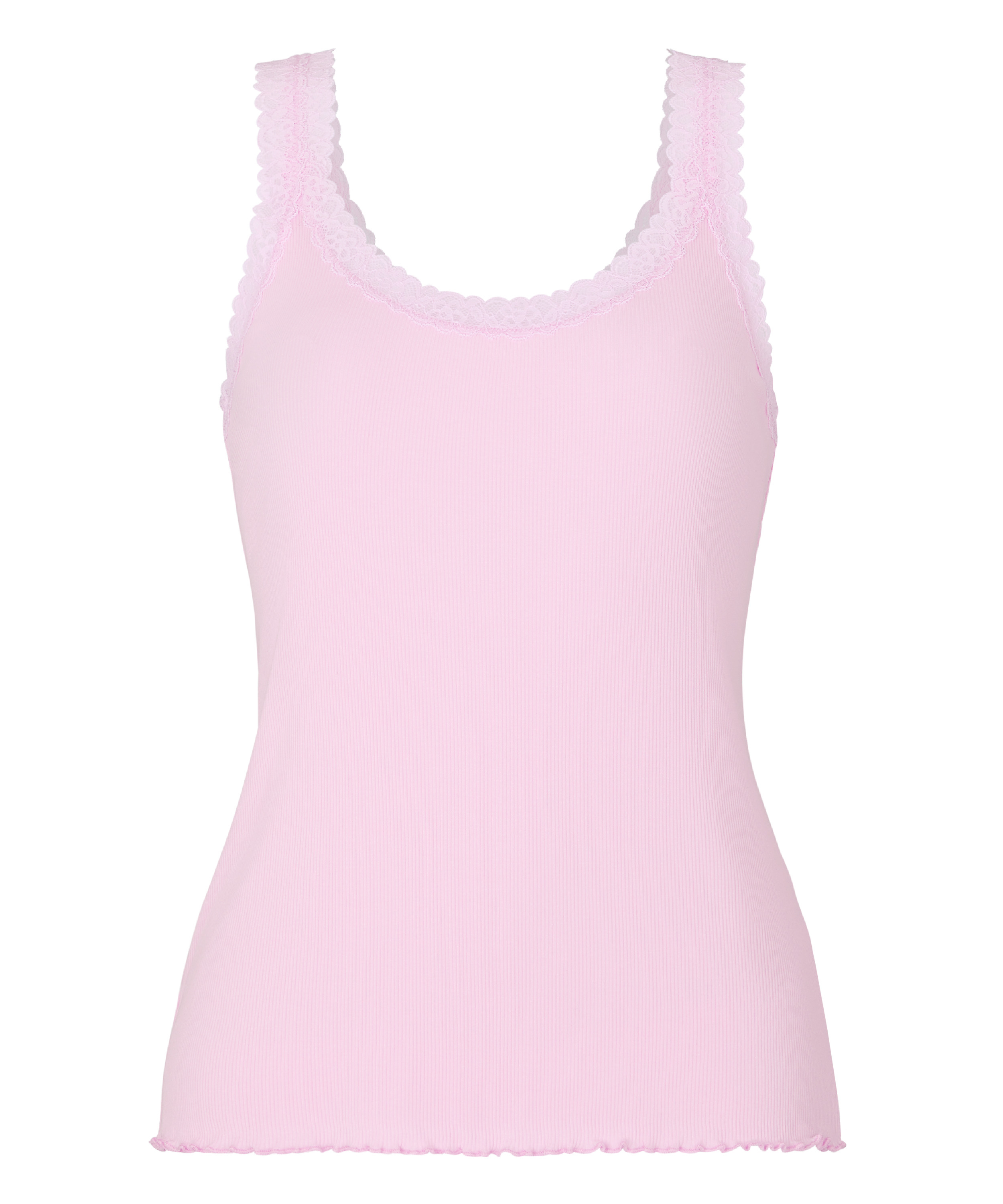 Singlet Rib Jersey Lace, Pink, main