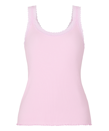 Singlet Rib Jersey Lace, Pink