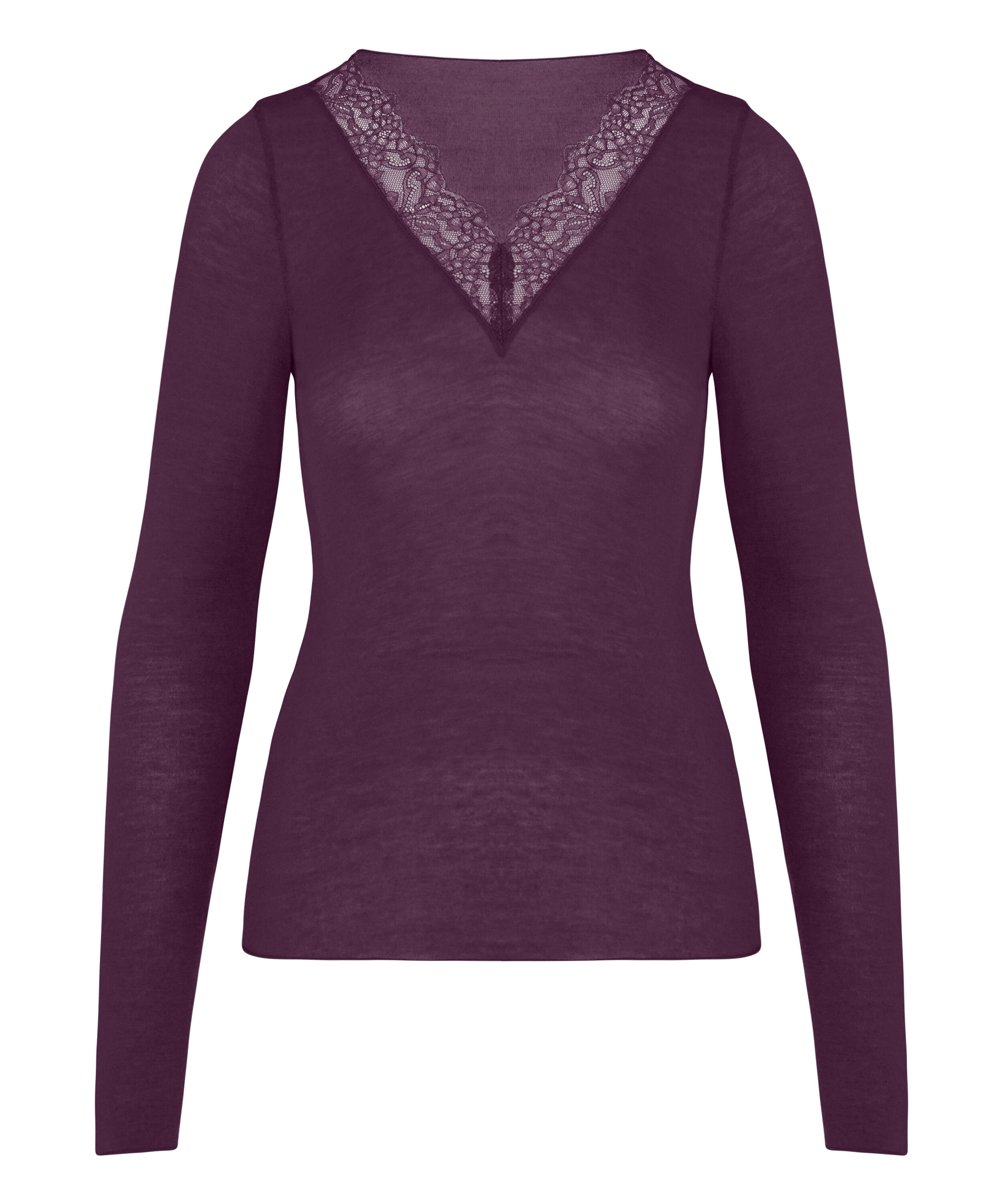 super soft Lace V-Neck shirt with Cashmere, Purple