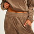 Petite Velours Jogging Bottoms, Brown