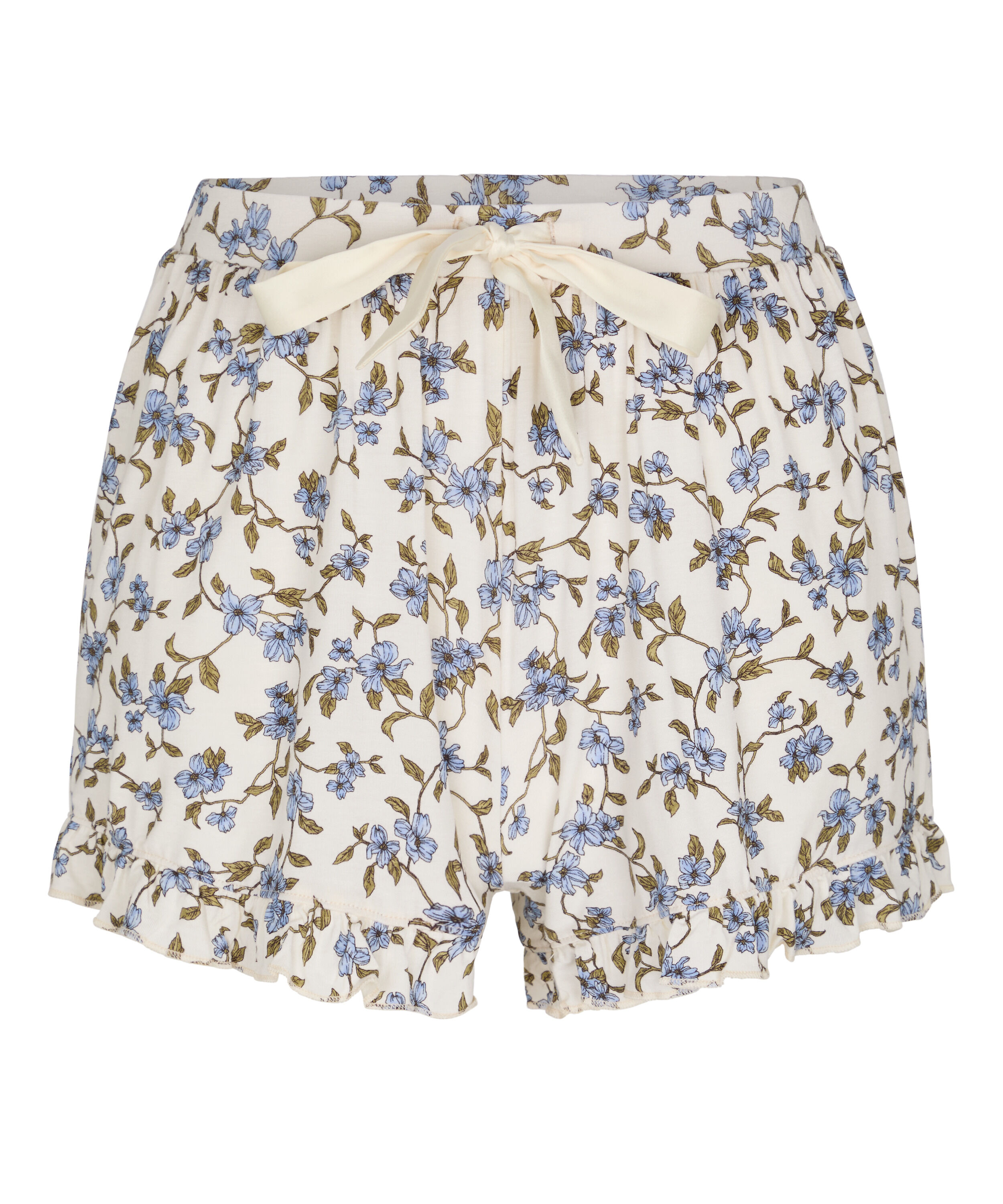 Jersey Ruffled Shorts, White