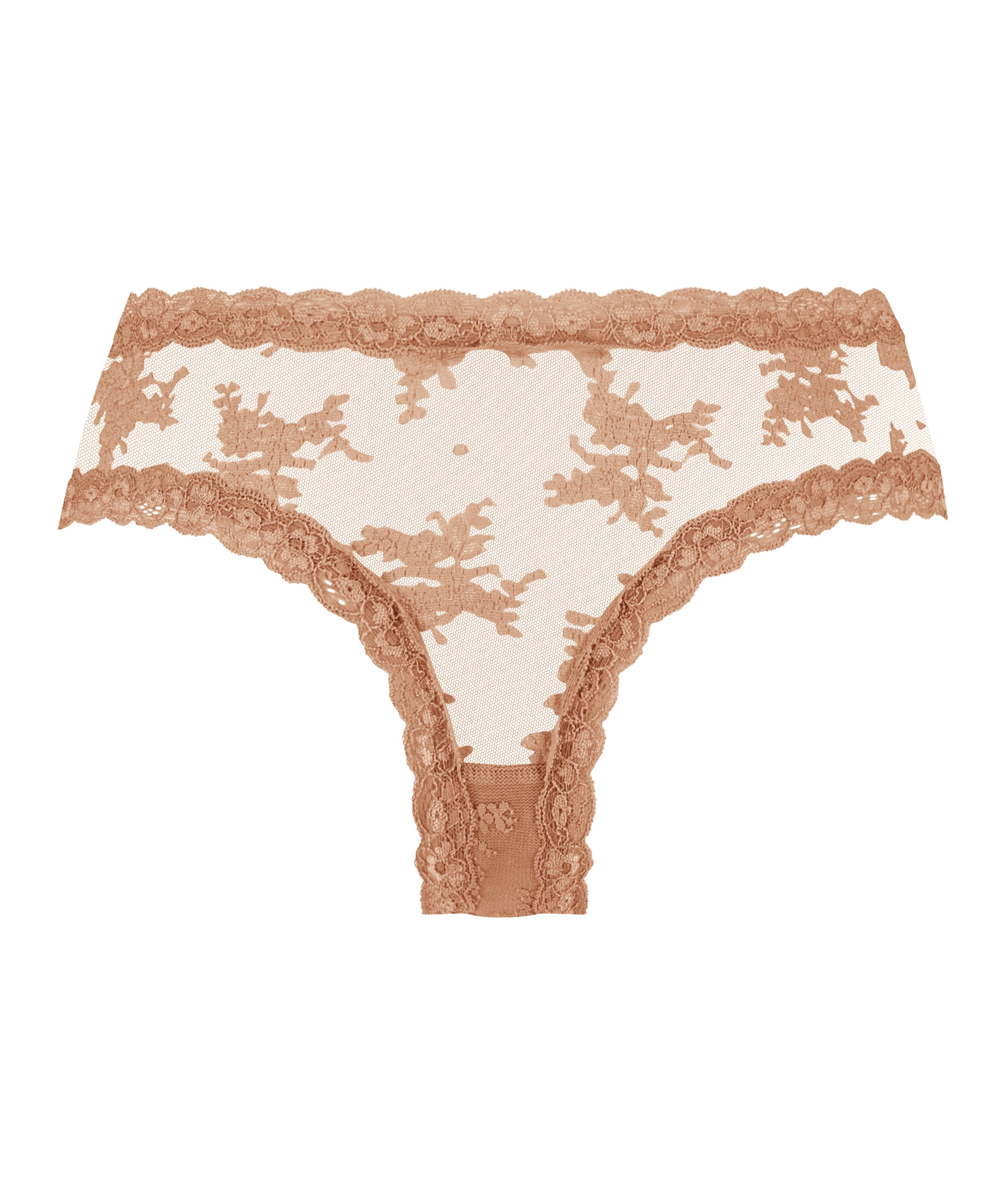 V-shaped Brazilian knickers mesh, Brown, main