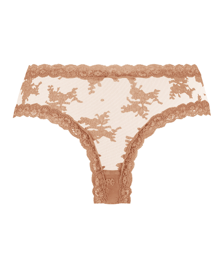 V-shaped Brazilian knickers mesh, Brown