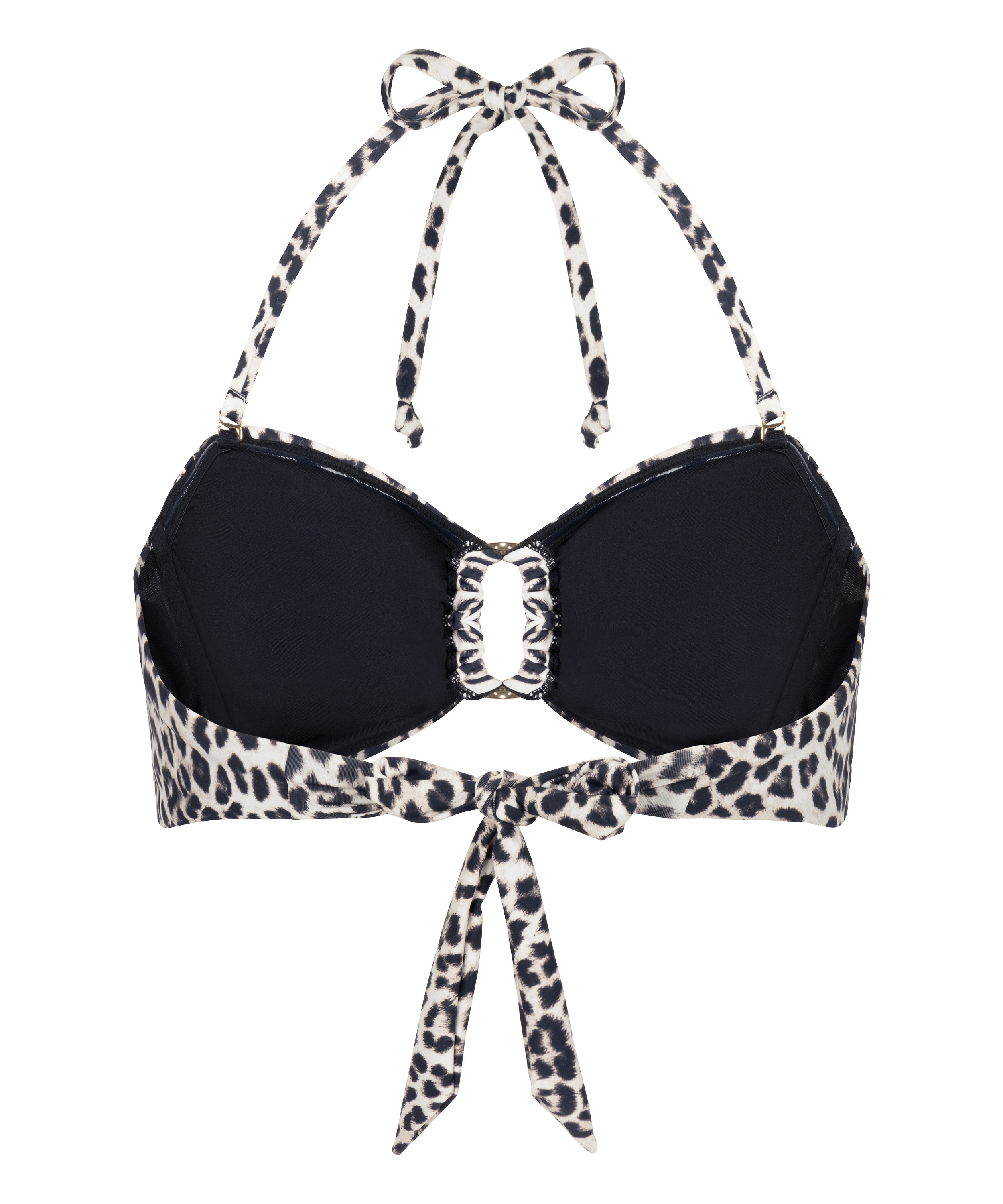 Bandeau Bikini Top Leopard, Black, main
