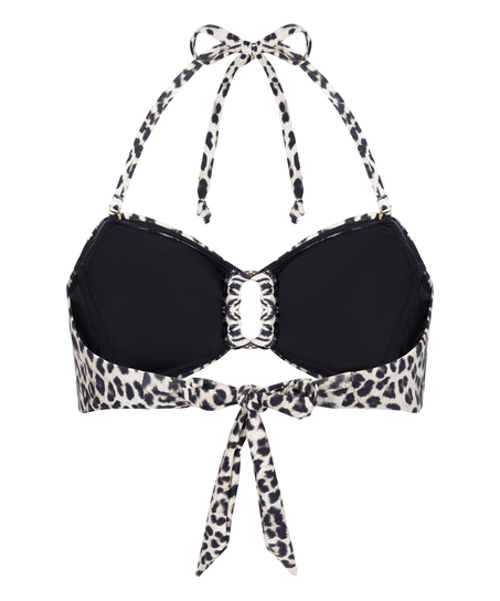 Bandeau Bikini Top Leopard, Black