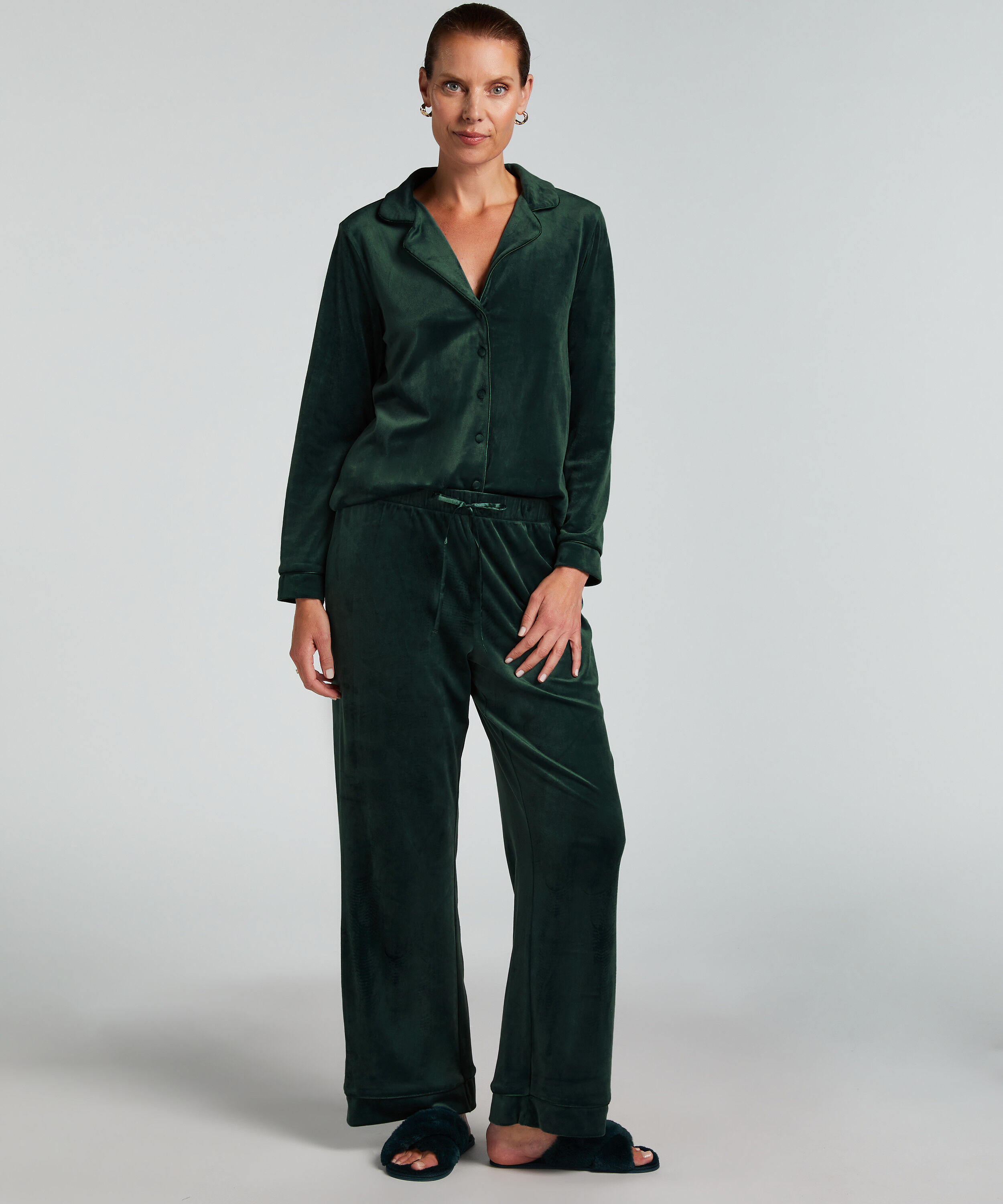 Velvet Pyjama Pants, Green