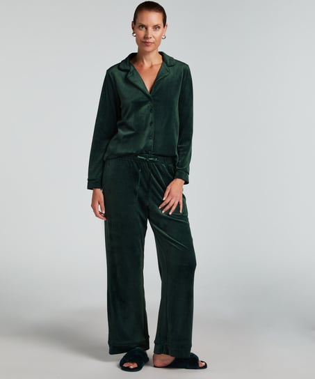Velvet Pyjama Pants, Green