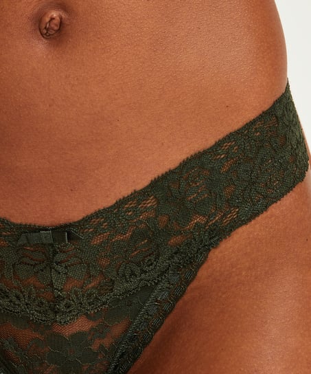 Floral Lace Thong, Green