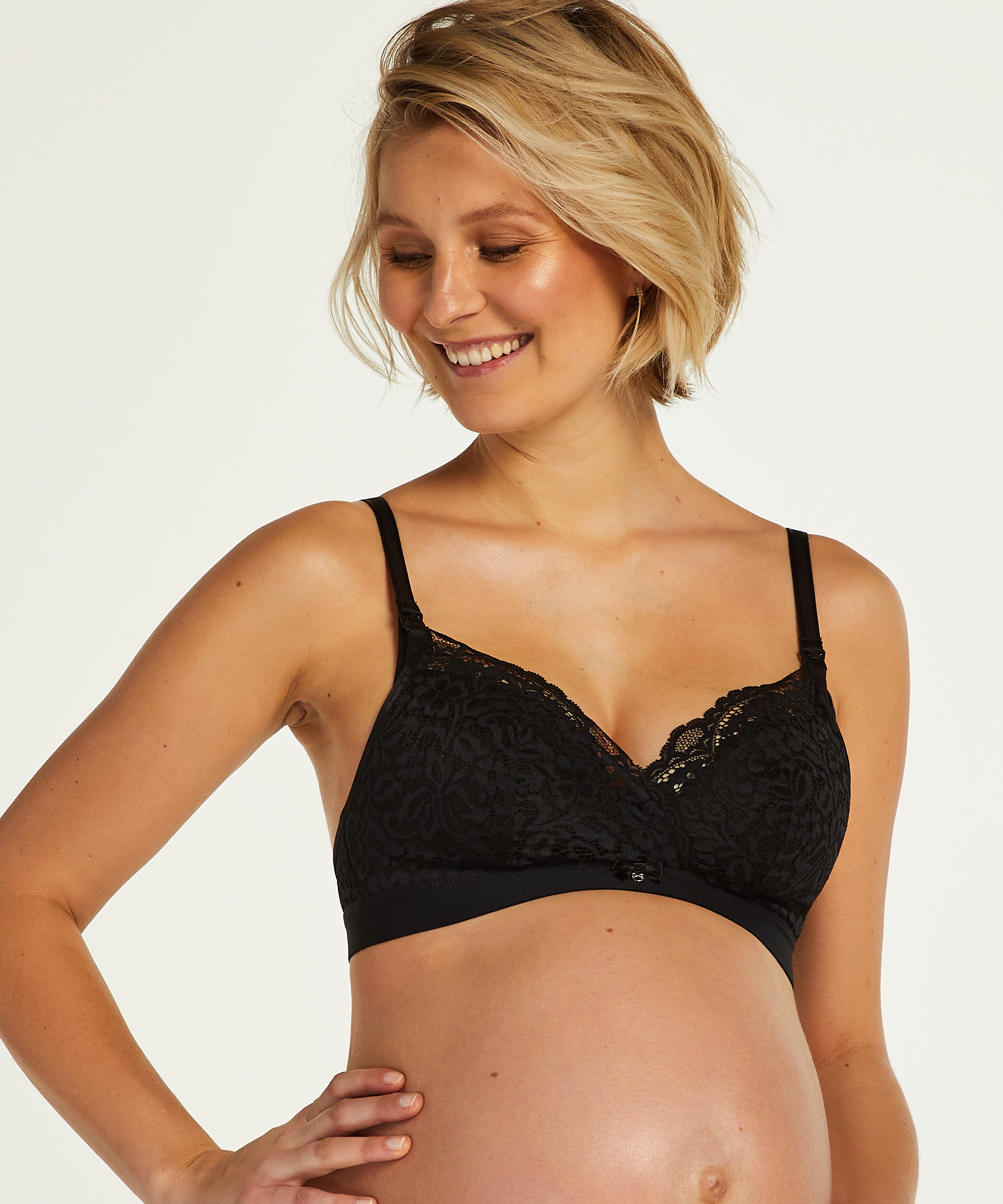 Rose padded nursing bra, Black, main