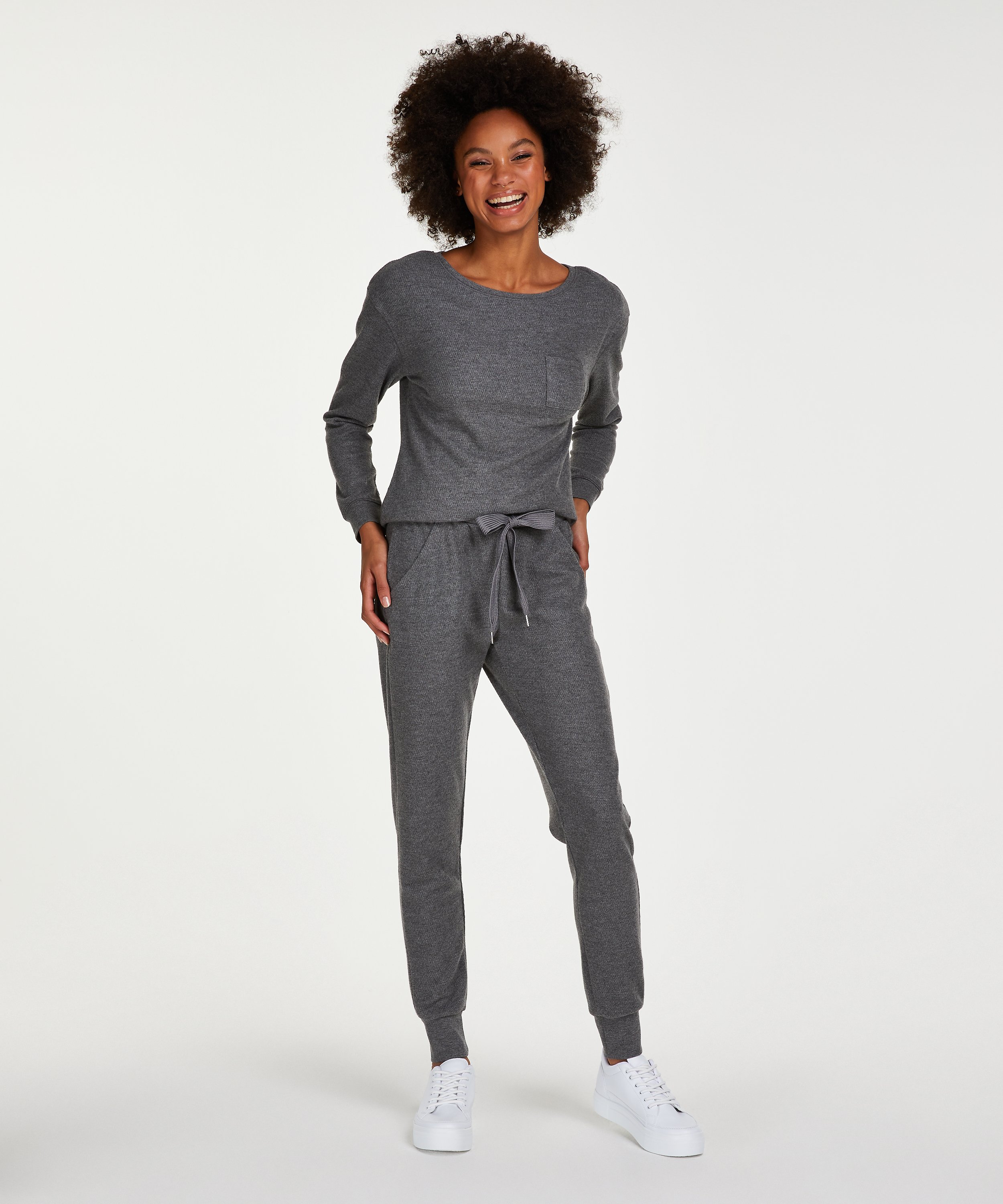 Waffle pyjama set, Gray, main