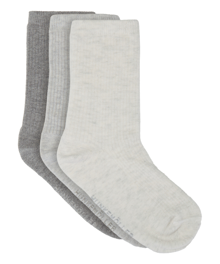 3-Pack Cotton Crew Socks, Gray