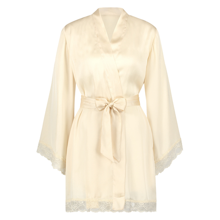 Meili Satin Kimono, Beige