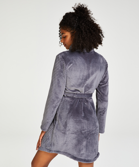 Fleece Zip Bathrobe, Gray