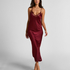 Slipdress Long Satin, Red