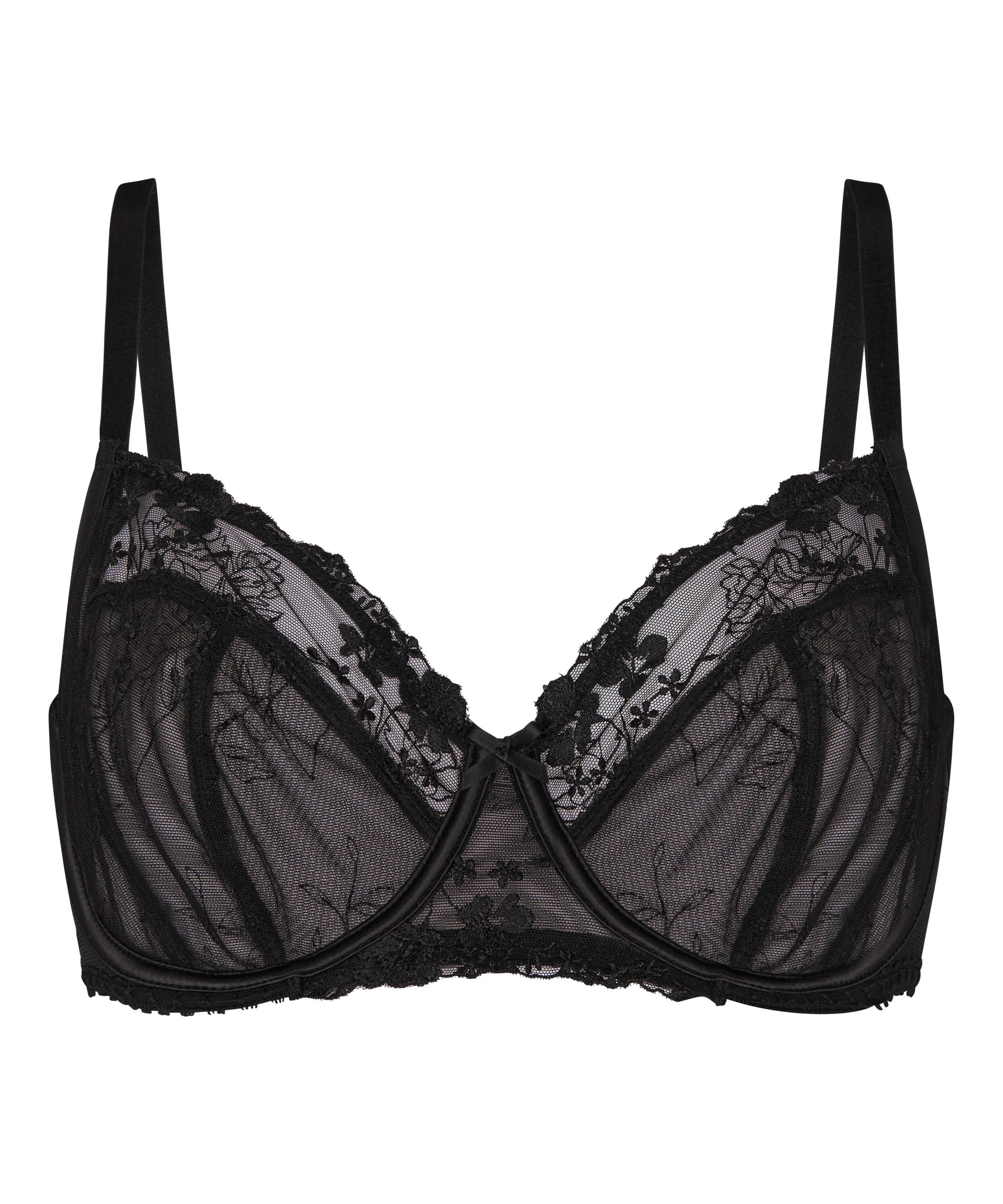 Non-Padded Underwired Bra Peonie, Black, main