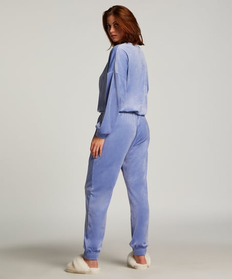 Velours Jogging Pants, Blue