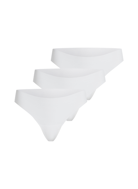 3 Pack Lace Black Invisible Thong, White