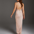 Long Satin Slip Dress, Beige